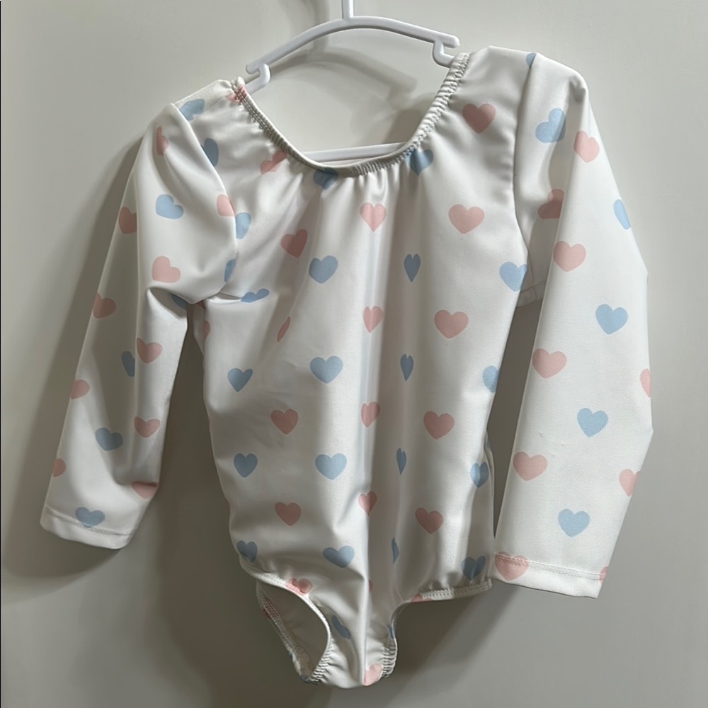White Long Sleeve Heart Print Bodysuit